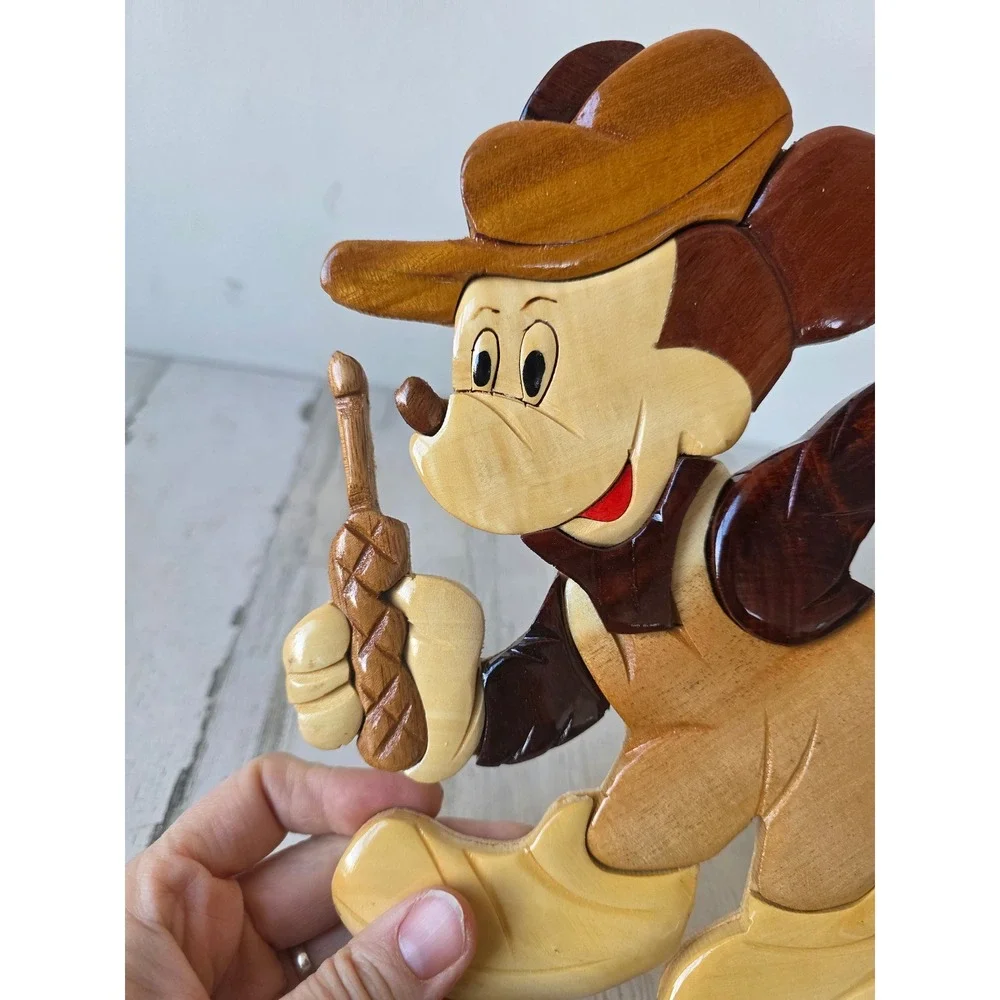 Vintage wooden Mickey‎ mouse hanging decor conductor walkie-talkie rustic
